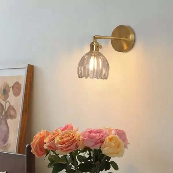 Applique Murale Rétro Fleur Bourgeon Tulipe En Verre