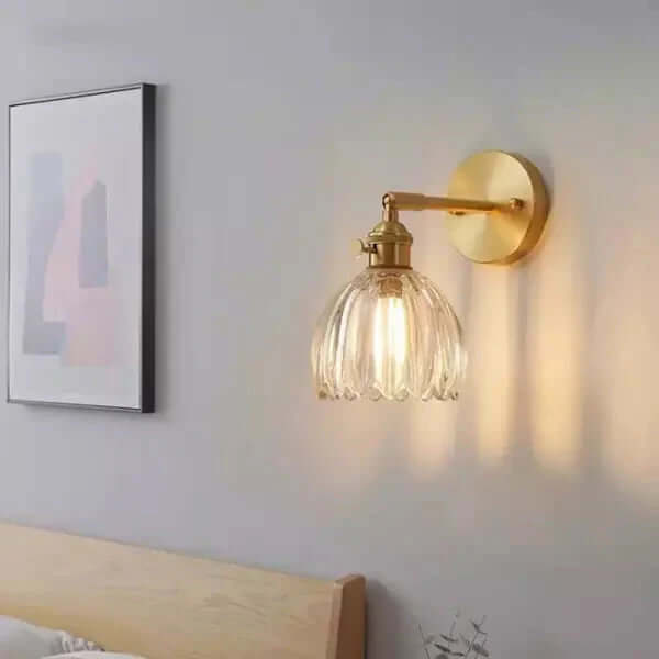 Applique Murale Rétro Fleur Bourgeon Tulipe En Verre