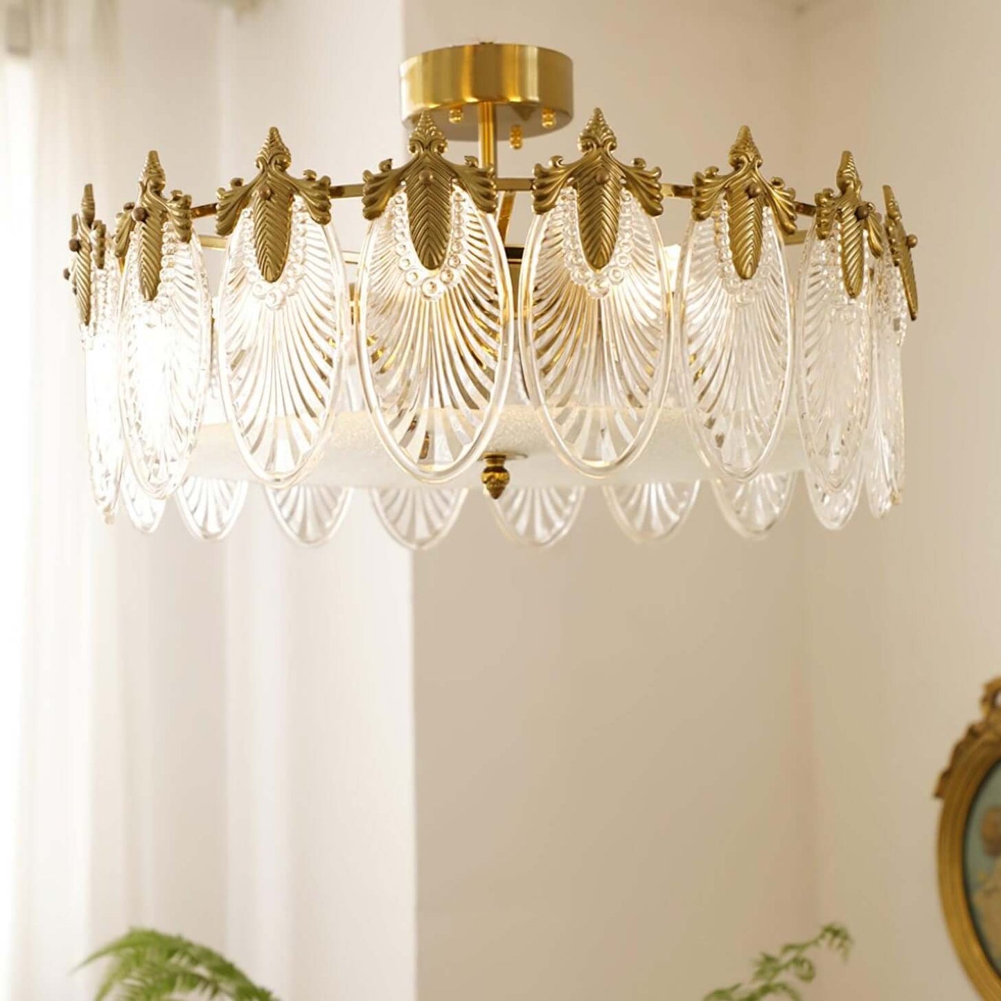 Motif Décoratif Lustre Rond En Verre
