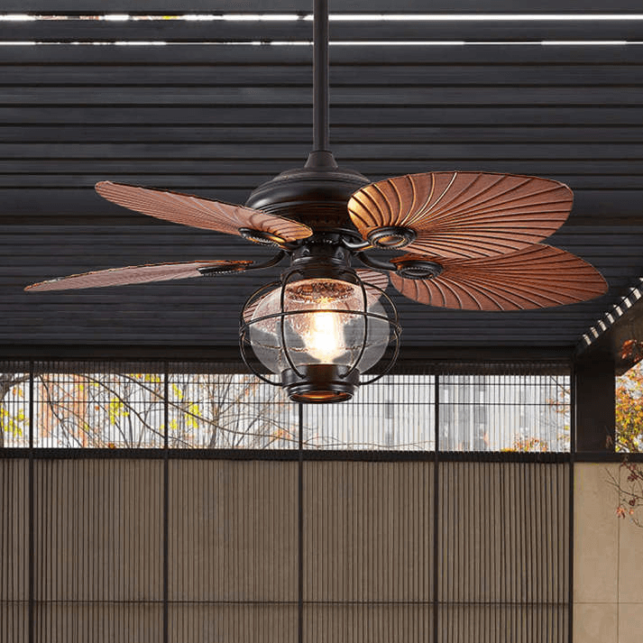 Ventilateur de Plafond Extérieur Vintage Noir avec Lumière
