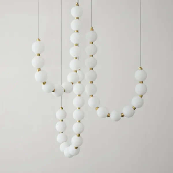 Lustre Collier Perles Blanc - Éclairage Luxe