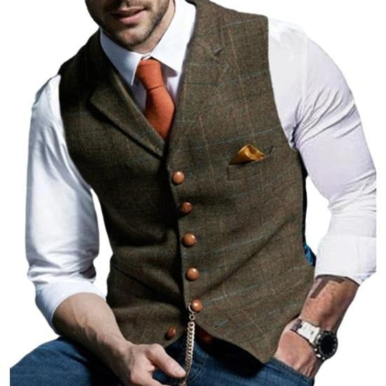 Gilet en Tweed Carreaux Élegant Homme - Style Classique