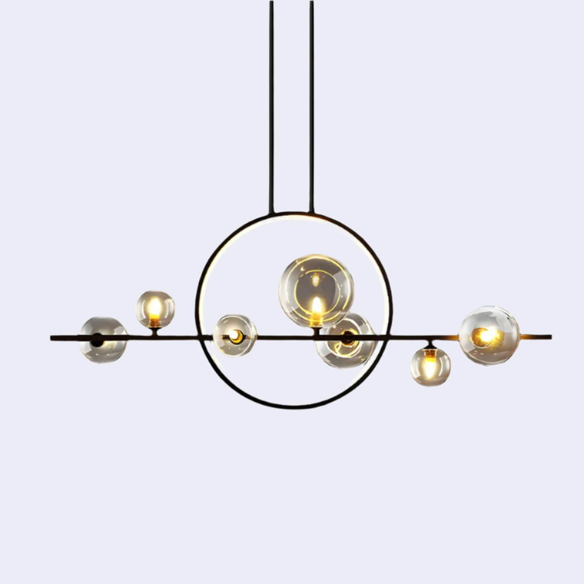 Suspension Lumineuse Design Moderne - Anneaux et Globes Verre