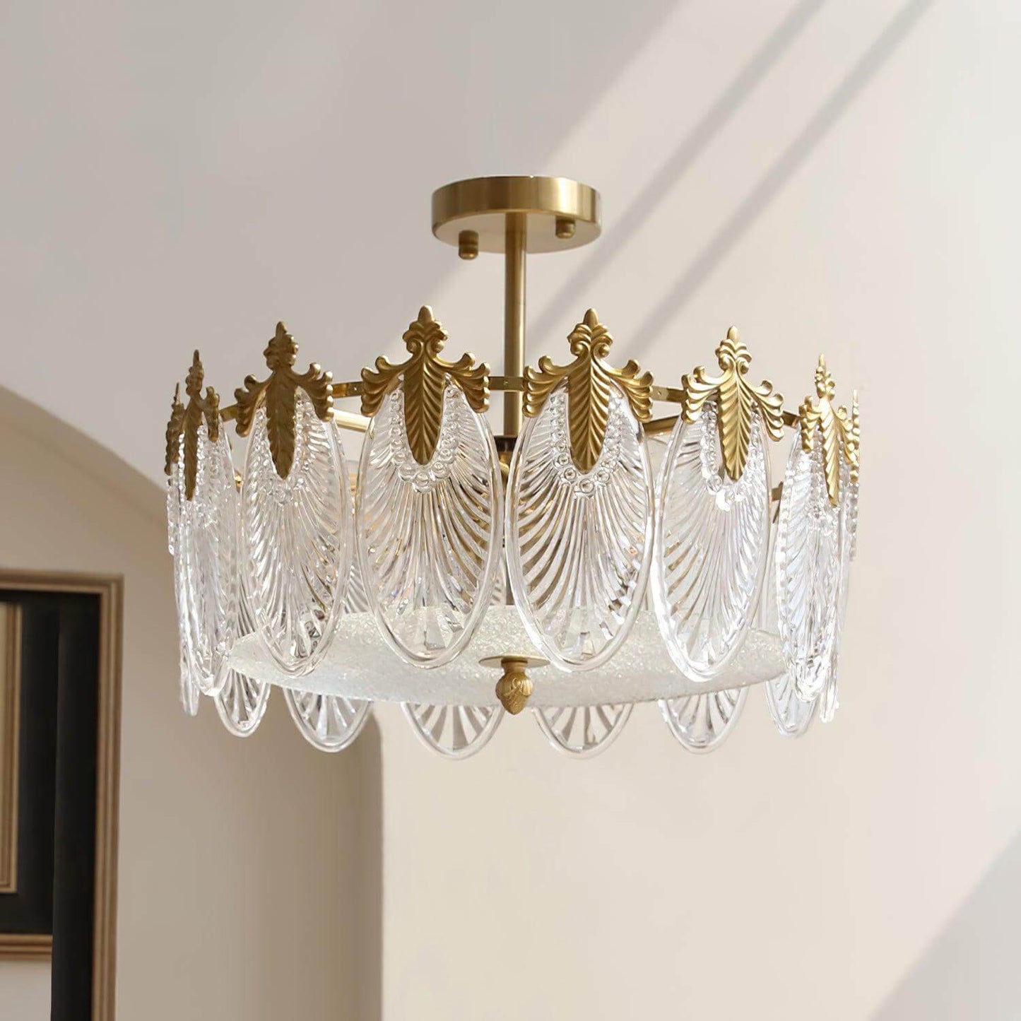 Lustre Rond Décoratif en Verre - Éclairage Intérieur