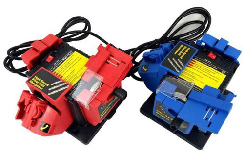 "Aiguiseur électrique multifonctionnel pour couteaux, ciseaux et outils, compact et bleu, angle réglable, 65W puissant."