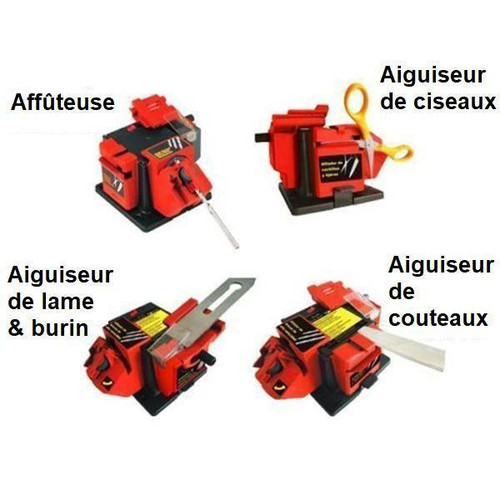 "Aiguiseur électrique multifonctionnel pour couteaux, ciseaux et outils, compact et bleu, angle réglable, 65W puissant."