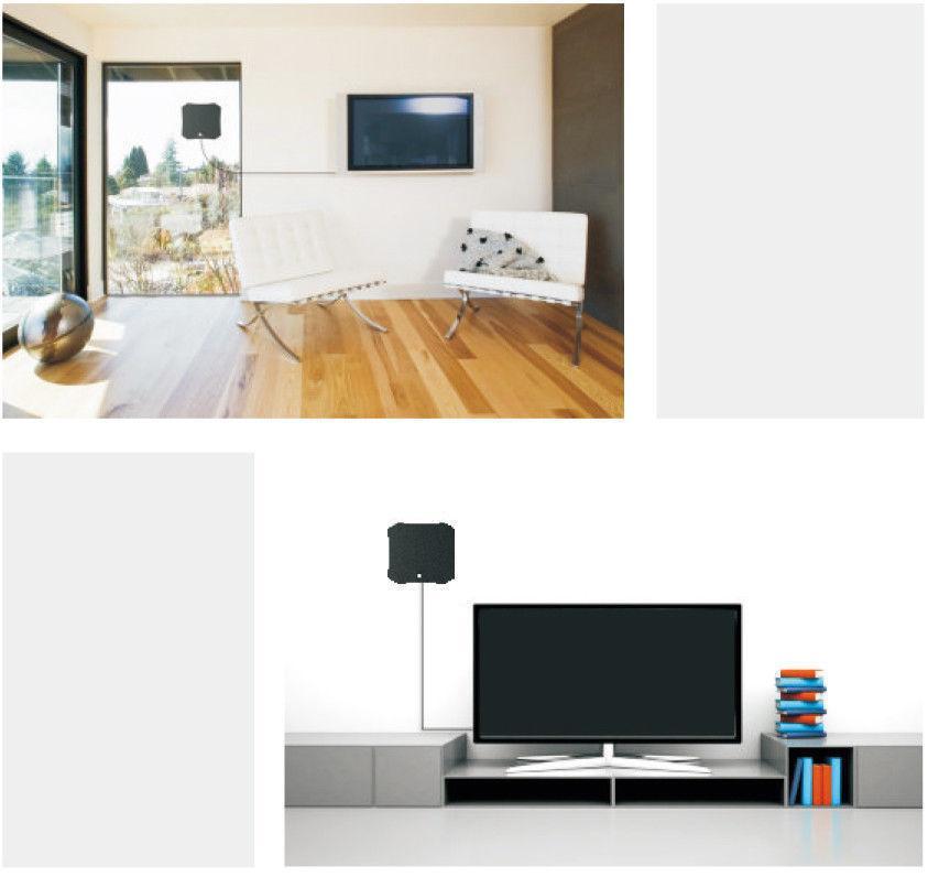 Antenne satellite intérieure HDTV compacte pour réception HD, design élégant, installation facile, clarté exceptionnelle.