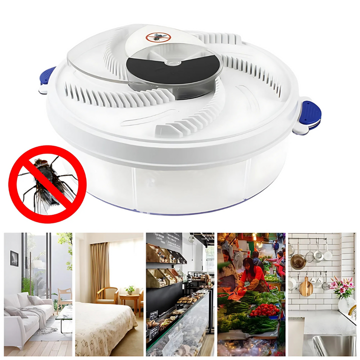 "Attrape-mouche électrique LED compact, USB, plastique blanc, attire et capture les mouches sans produits chimiques nuisibles