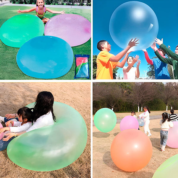 Balle à bulles magique extensible, ultra-résistante et légère, idéale pour le jardin, parc ou piscine, activités amusantes.