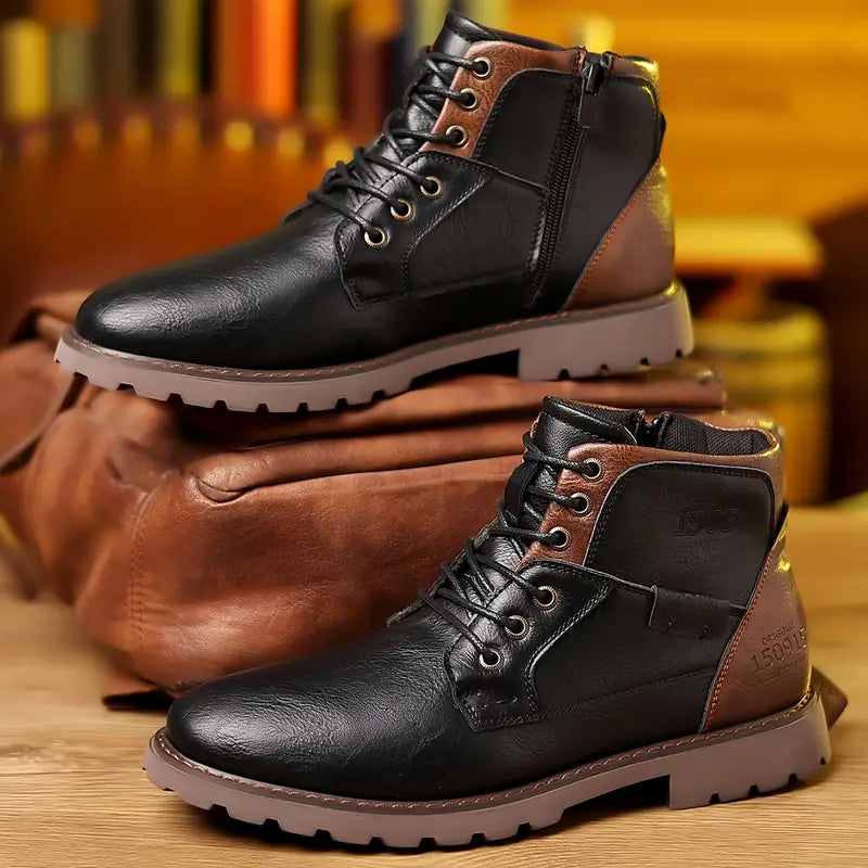 "Bottines homme cuir marron, design élégant, fermeture éclair pour style moderne et polyvalent."