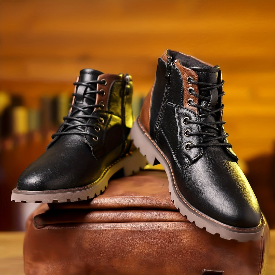 "Bottines homme cuir marron, design élégant, fermeture éclair pour style moderne et polyvalent."