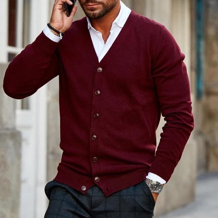 "Cardigan homme chaud en maille, moderne et élégant, idéal pour le froid, confort et style"