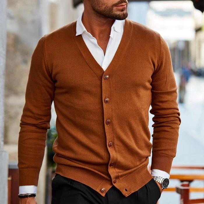 "Cardigan homme chaud en maille, moderne et élégant, idéal pour le froid, confort et style"