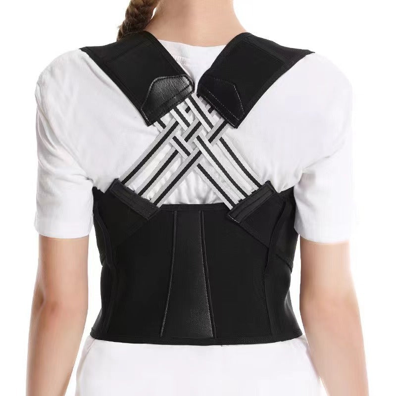 "Ceinture correctrice dorsale ergonomique noire, ajustable, pour améliorer posture et confort quotidien."