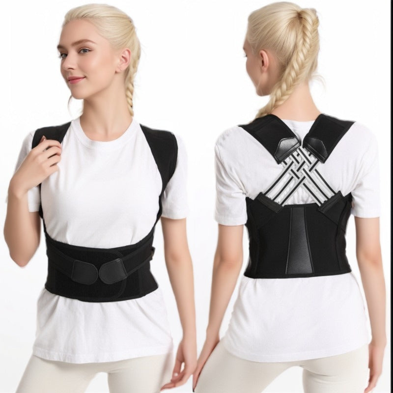 "Ceinture correctrice dorsale ergonomique noire, ajustable, pour améliorer posture et confort quotidien."