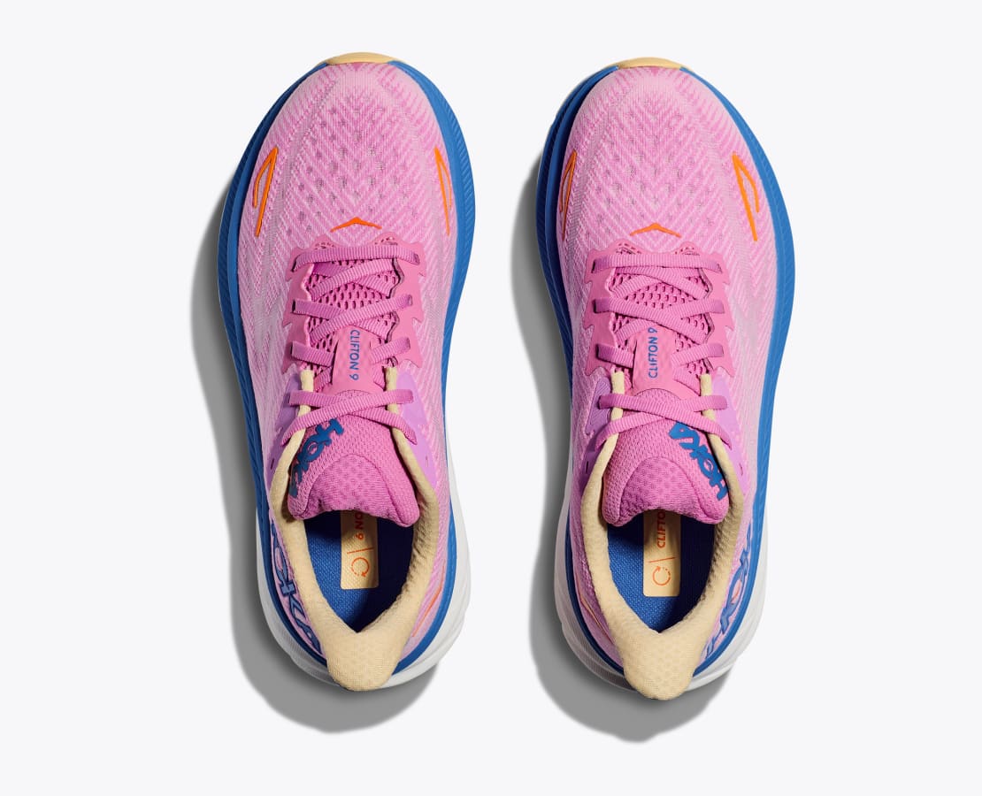"Chaussures de course unisexes légères Hoka Clifton 9, design moderne, tige mesh respirant pour performance et confort"