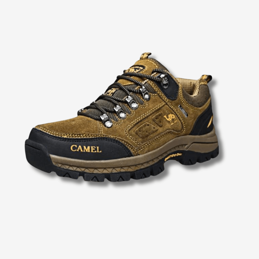 "Chaussures de randonnée imperméables pour homme, semelle antidérapante, couleur gris, idéale pour aventures extérieures."