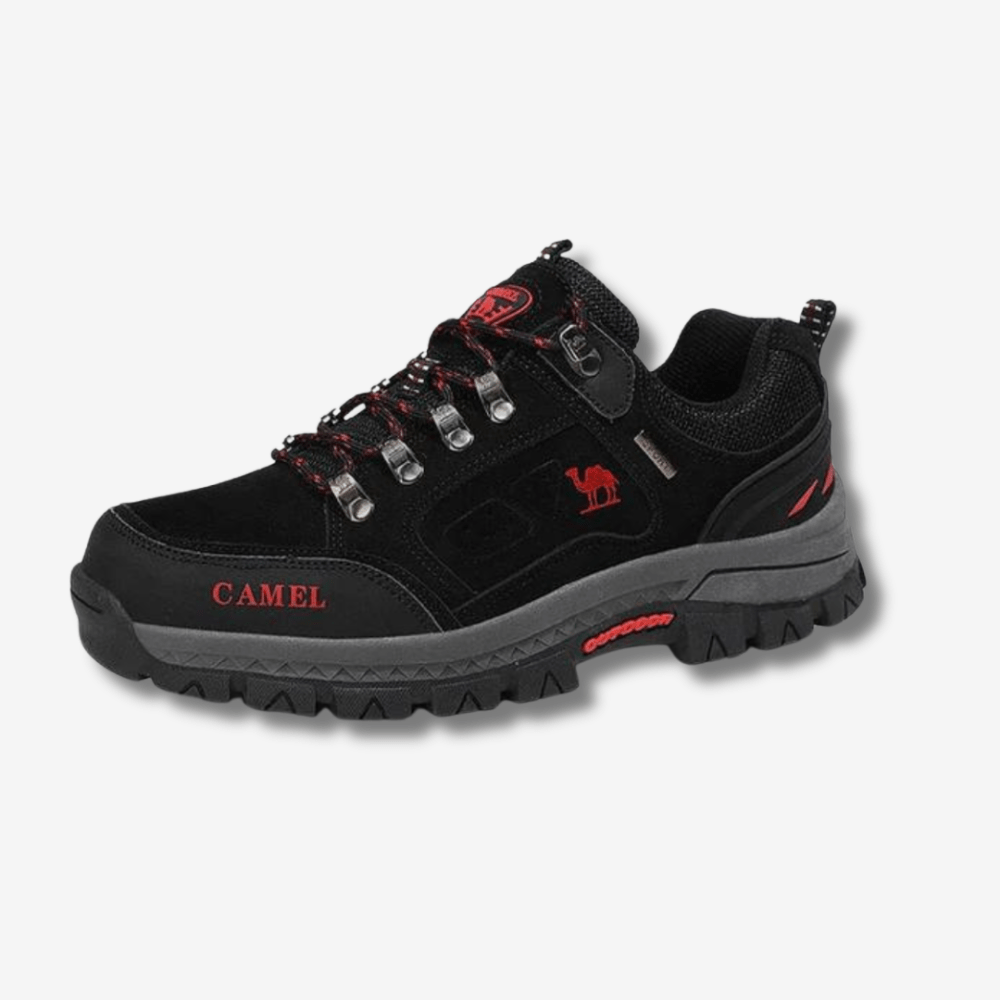 "Chaussures de randonnée imperméables pour homme, semelle antidérapante, couleur gris, idéale pour aventures extérieures."