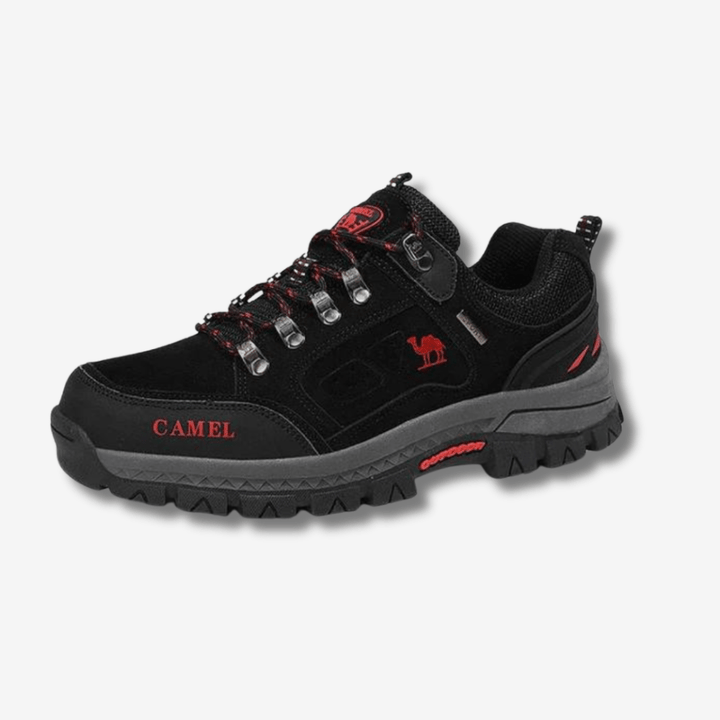 "Chaussures de randonnée imperméables pour homme, semelle antidérapante, couleur gris, idéale pour aventures extérieures."