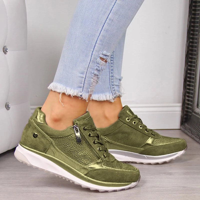Chaussures orthopédiques femmes, style décontracté chic, confort avancé, couleur neutre, design élégant, pointure variable.
