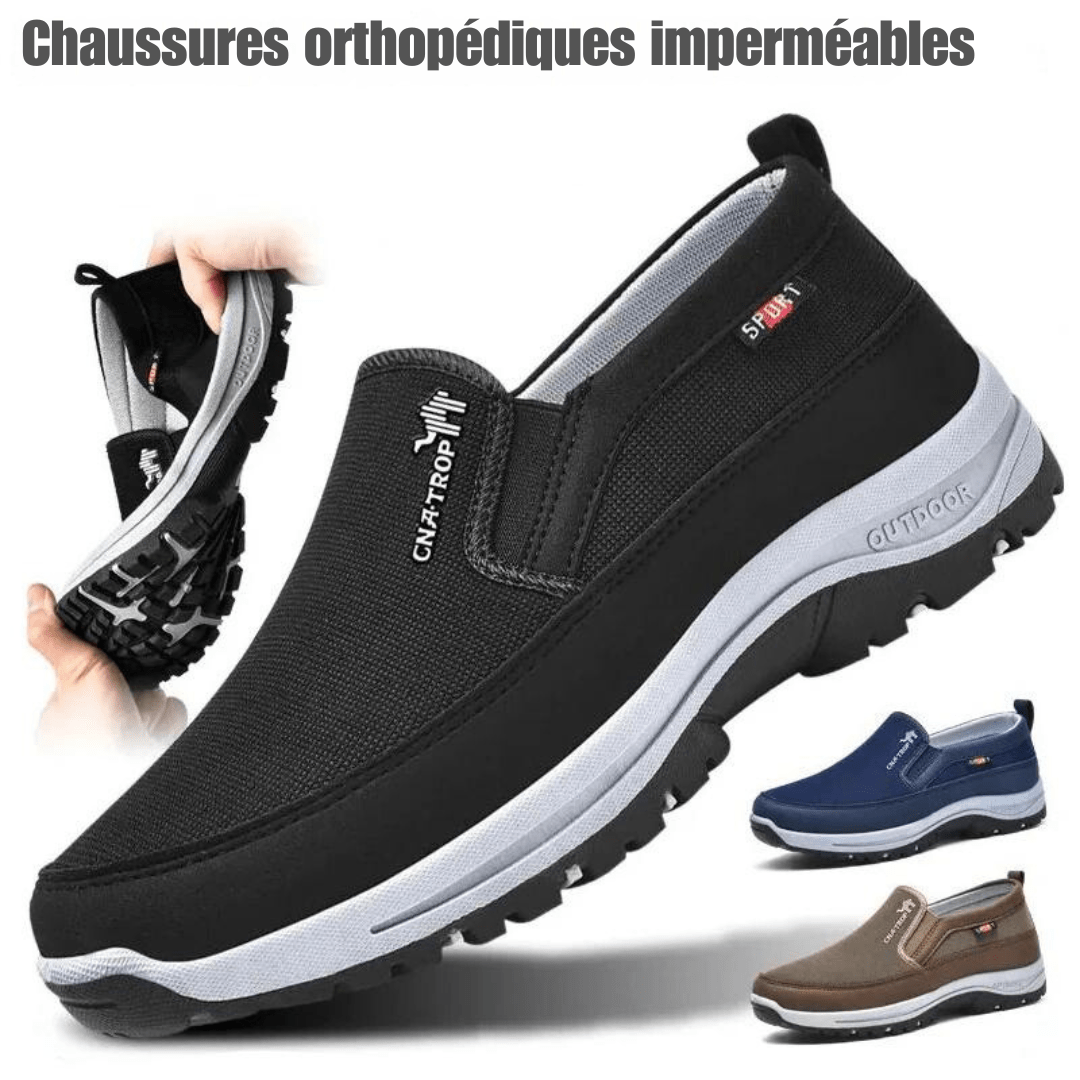 Chaussures orthopédiques imperméables OrthoZen, élégantes, plusieurs couleurs, confort optimal et soutien plantaire.