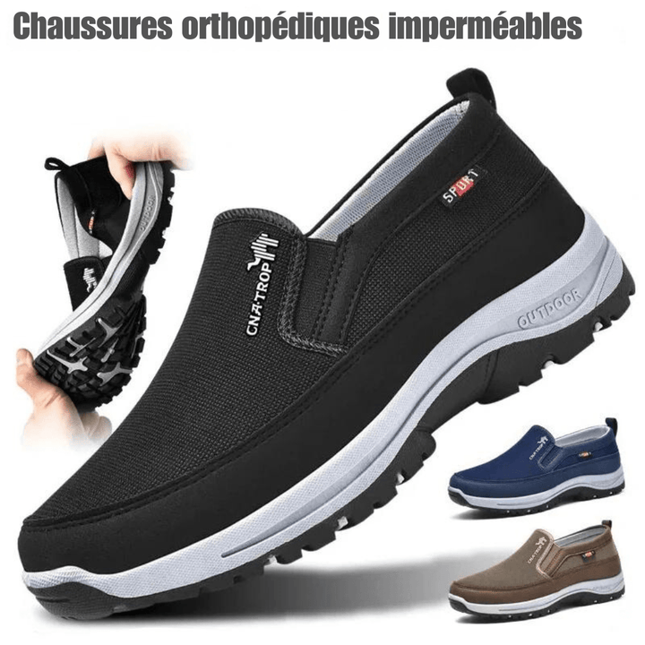 Chaussures orthopédiques imperméables OrthoZen, élégantes, plusieurs couleurs, confort optimal et soutien plantaire.