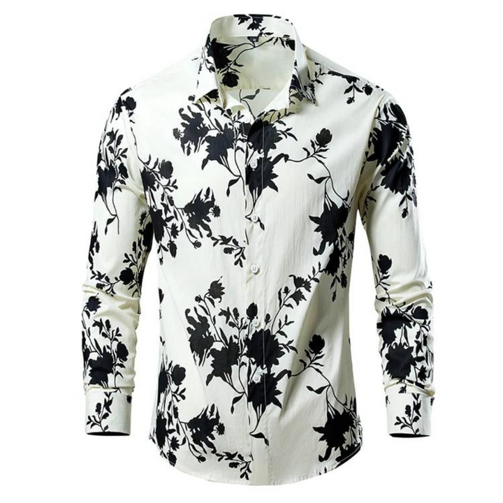 "Chemise homme élégante à fleurs Alexei, coupe confortable, design floral saisissant, couleurs harmonieuses pour élégance"