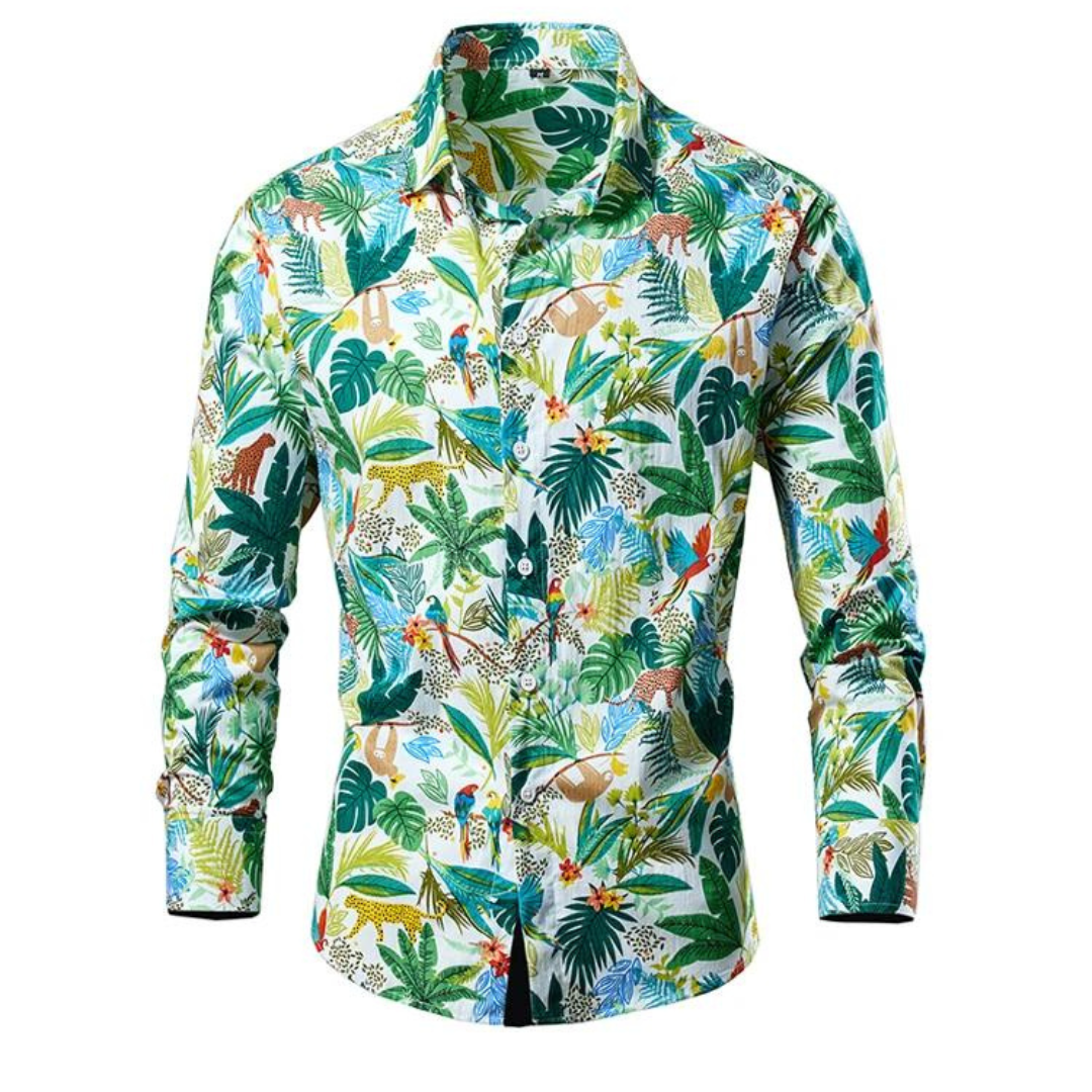 "Chemise homme élégante à fleurs Alexei, coupe confortable, design floral saisissant, couleurs harmonieuses pour élégance"