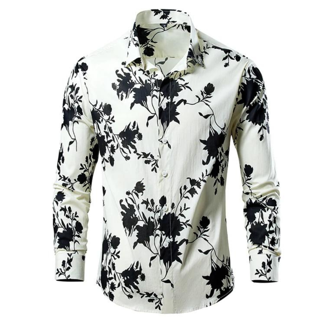 "Chemise homme élégante à fleurs Alexei, coupe confortable, design floral saisissant, couleurs harmonieuses pour élégance"