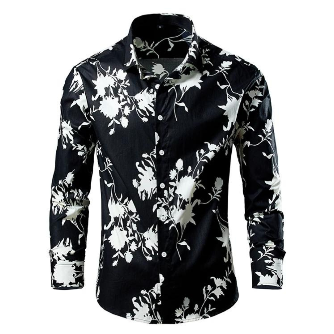 "Chemise homme élégante à fleurs Alexei, coupe confortable, design floral saisissant, couleurs harmonieuses pour élégance"