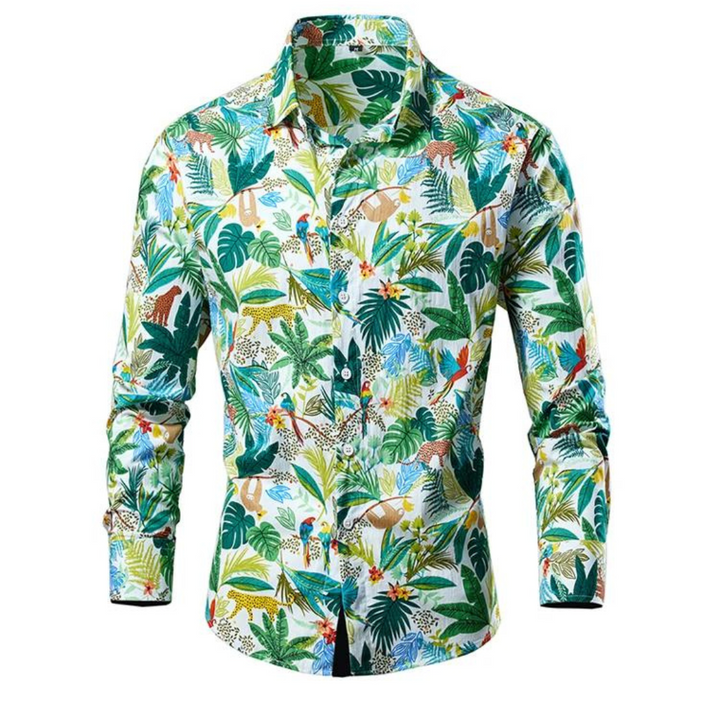 "Chemise homme élégante à fleurs Alexei, coupe confortable, design floral saisissant, couleurs harmonieuses pour élégance"