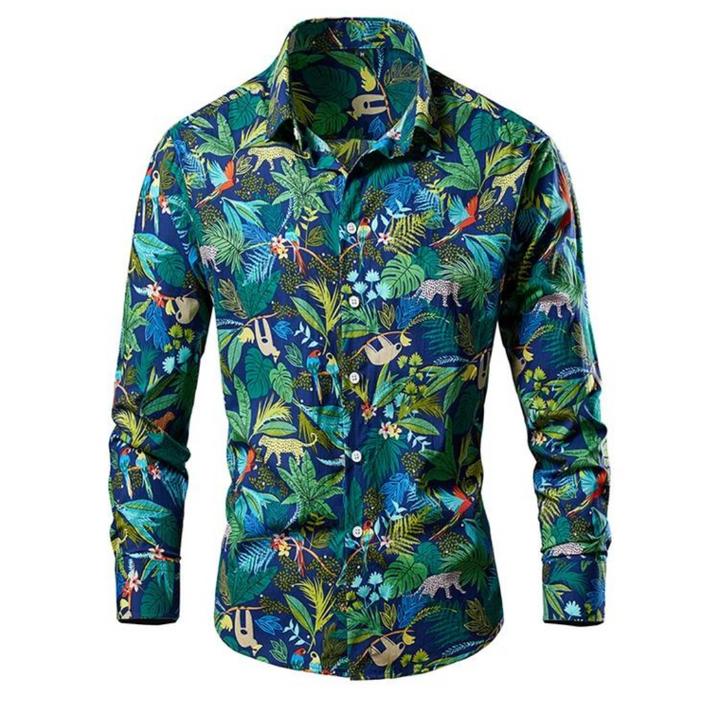 "Chemise homme élégante à fleurs Alexei, coupe confortable, design floral saisissant, couleurs harmonieuses pour élégance"