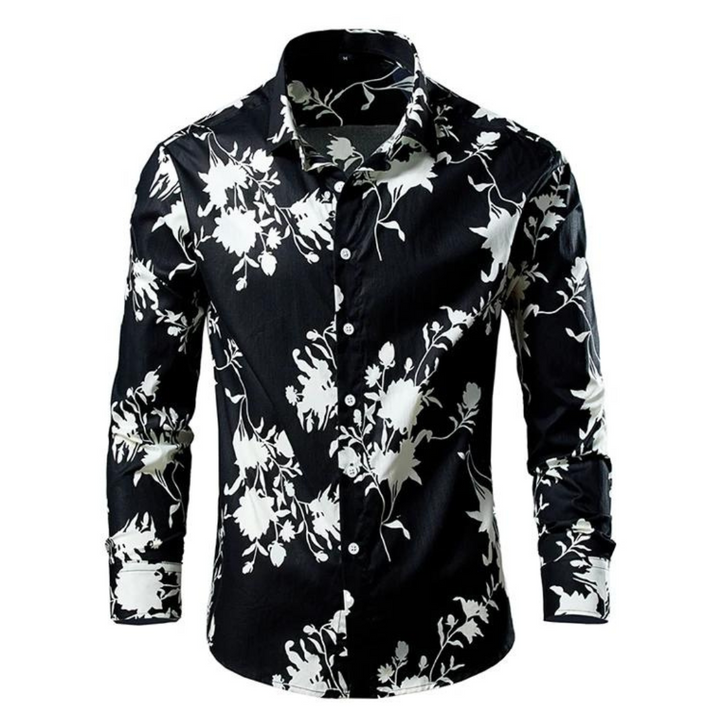 "Chemise homme élégante à fleurs Alexei, coupe confortable, design floral saisissant, couleurs harmonieuses pour élégance"