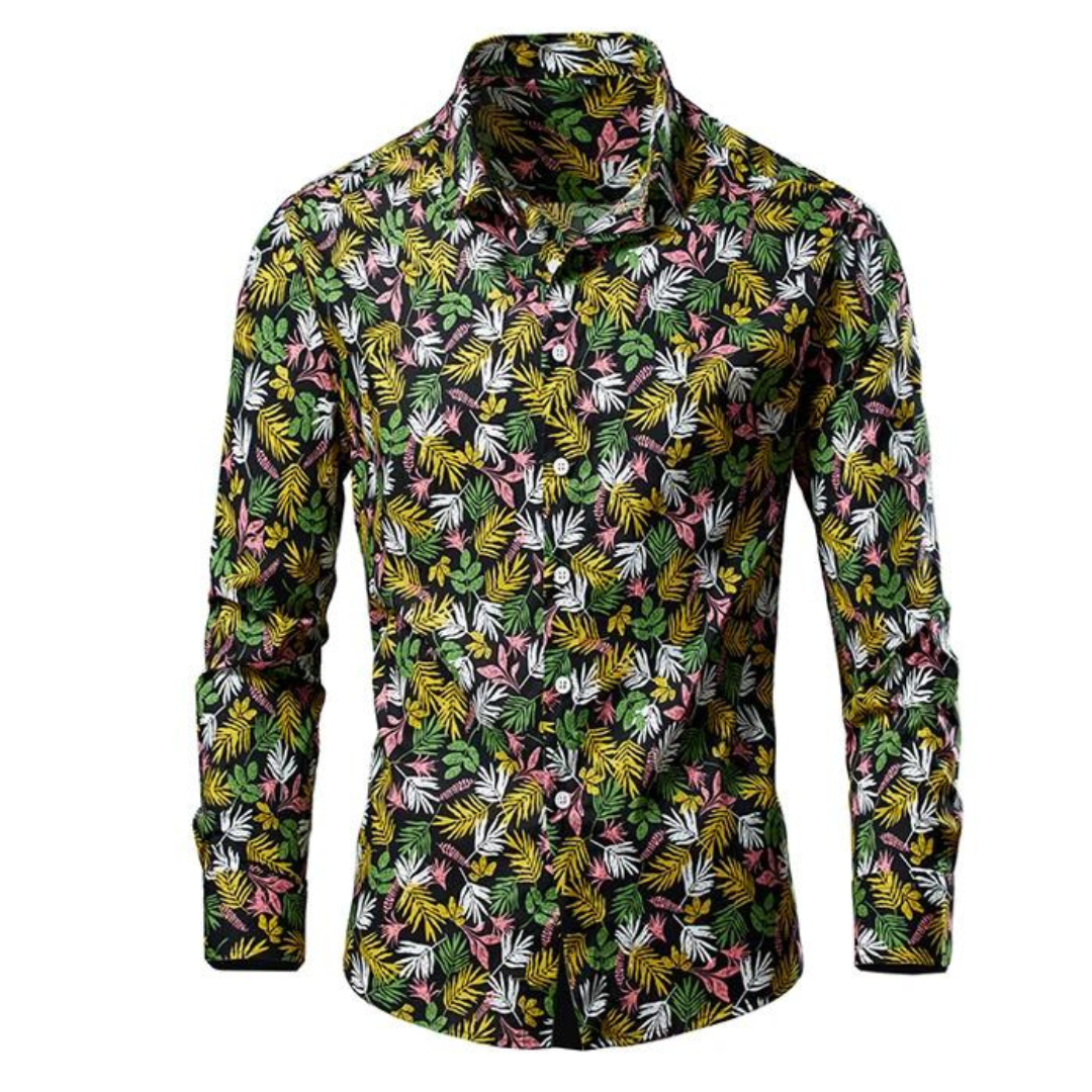 "Chemise homme élégante à fleurs Alexei, coupe confortable, design floral saisissant, couleurs harmonieuses pour élégance"
