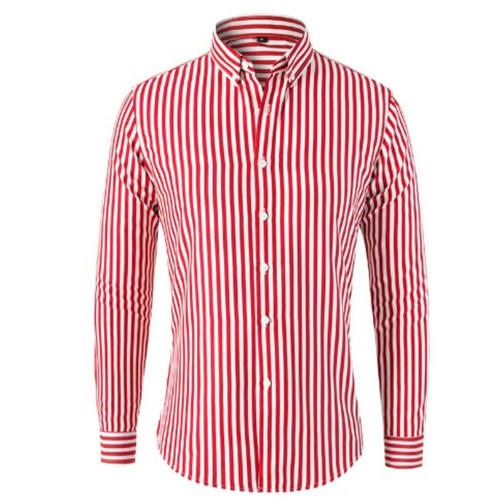 "Chemise homme rayée moderne, manches longues, tissu léger et respirant, parfaite pour les journées chaudes et occasions spéc