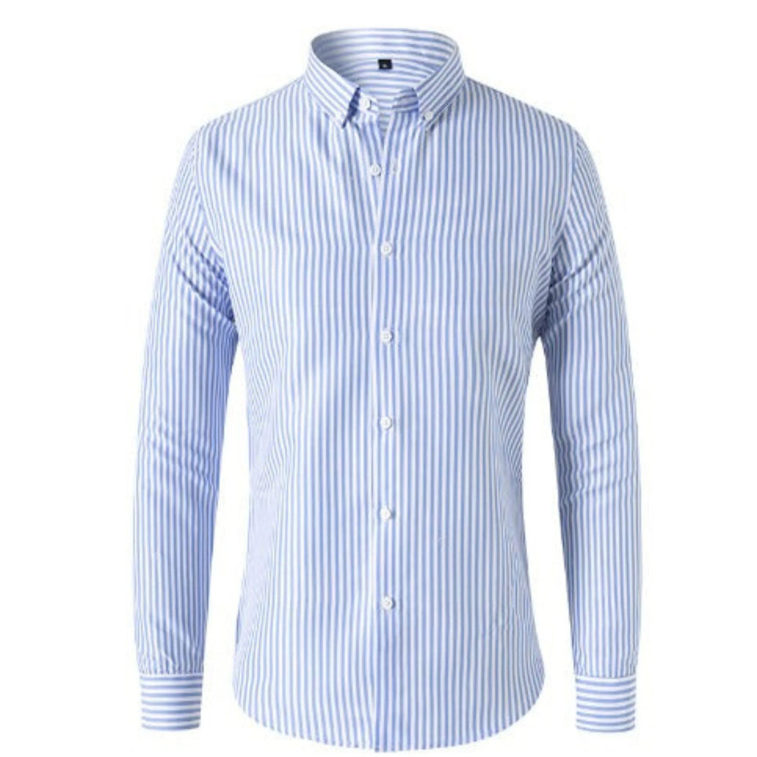 "Chemise homme rayée moderne, manches longues, tissu léger et respirant, parfaite pour les journées chaudes et occasions spéc