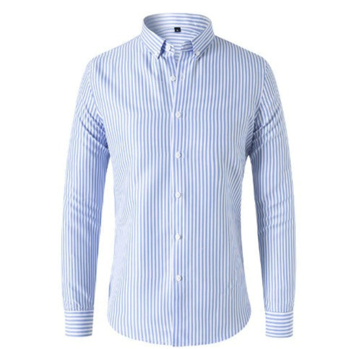 "Chemise homme rayée moderne, manches longues, tissu léger et respirant, parfaite pour les journées chaudes et occasions spéc