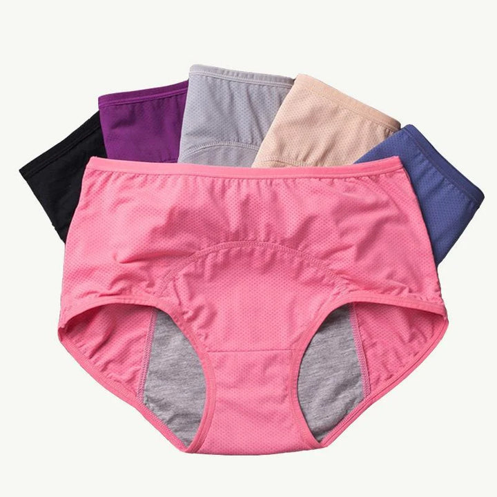 "Culottes imperméables anti-fuites noires, taille haute, en coton souple, protection discrète pour incontinence et menstruati