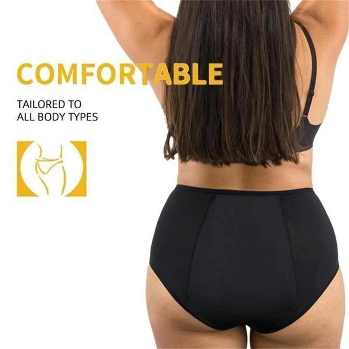 "Culottes imperméables anti-fuites noires, taille haute, en coton souple, protection discrète pour incontinence et menstruati