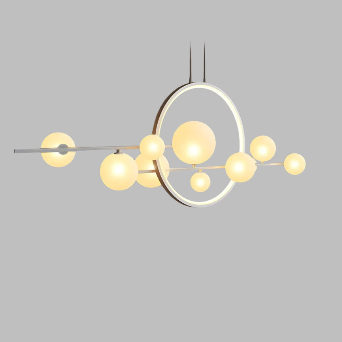 Suspension Lumineuse Design Moderne - Anneaux et Globes Verre