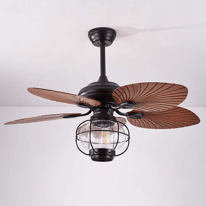 Ventilateur de Plafond Extérieur Vintage Noir avec Lumière