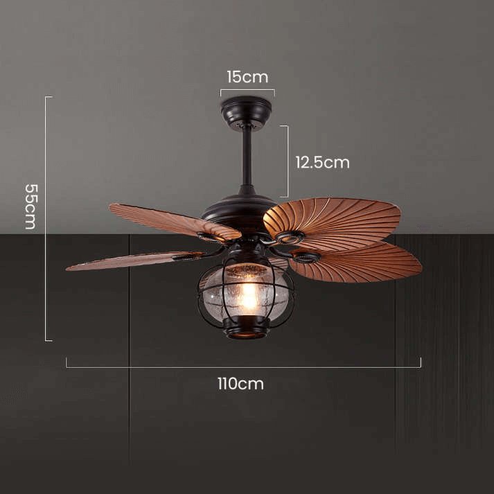 Ventilateur de Plafond Extérieur Vintage Noir avec Lumière