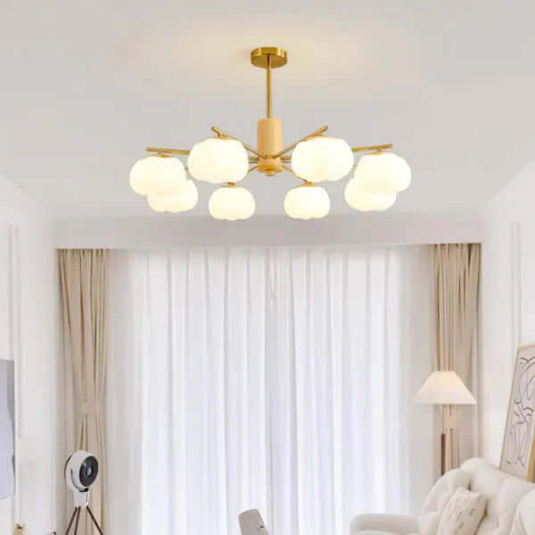Lustre De Salon Créatif En Bois Et Boules De Coton