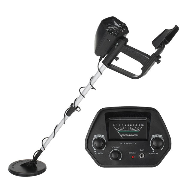"Détecteur de métaux pro robuste avec bobine étanche, casque audio inclus, design ajustable pour chasse aisée aux trésors."