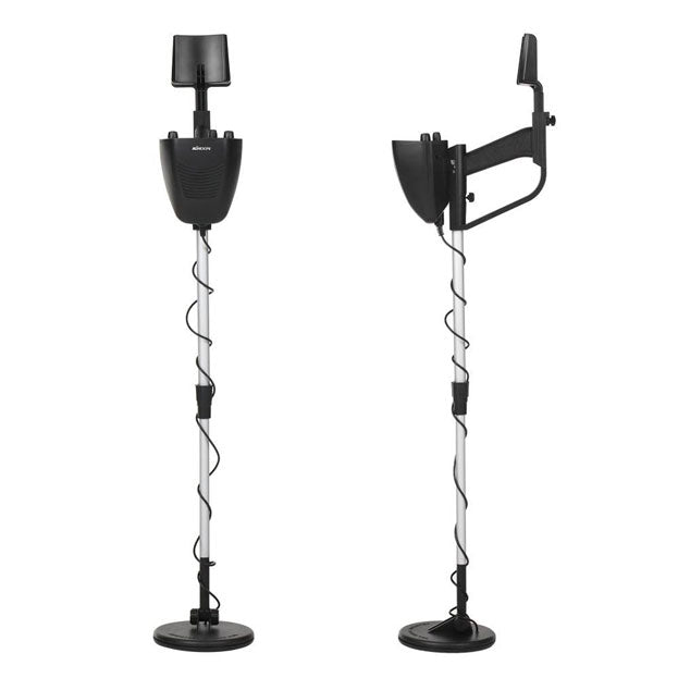 "Détecteur de métaux pro robuste avec bobine étanche, casque audio inclus, design ajustable pour chasse aisée aux trésors."