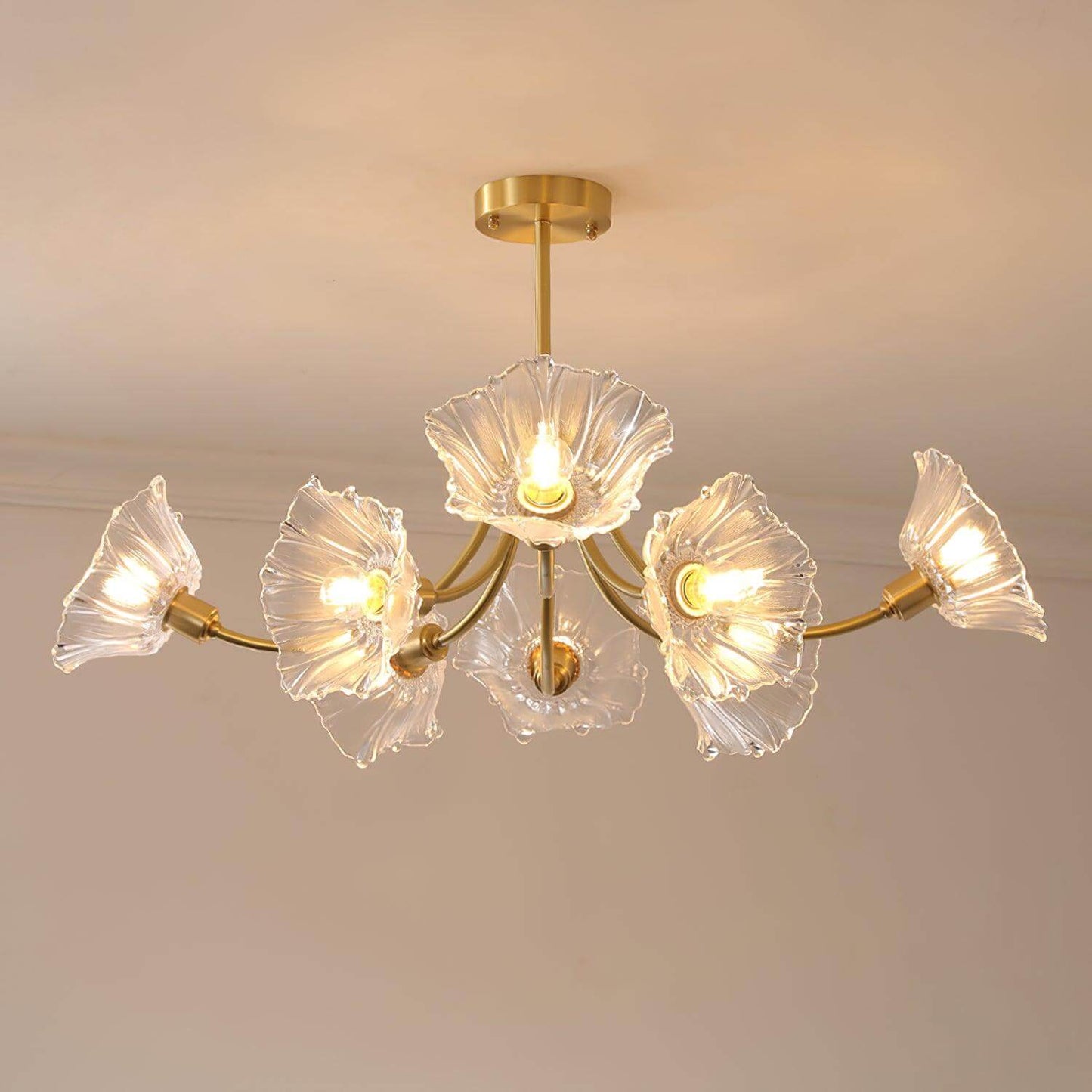 Lustre Fleurs Verre - Éclairage Délicat & Chic