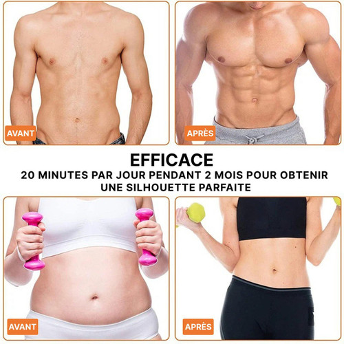 "Électrostimulateur EMS blanc et bleu, compact, pour musculation ciblée, gestion du poids et renforcement à domicile."