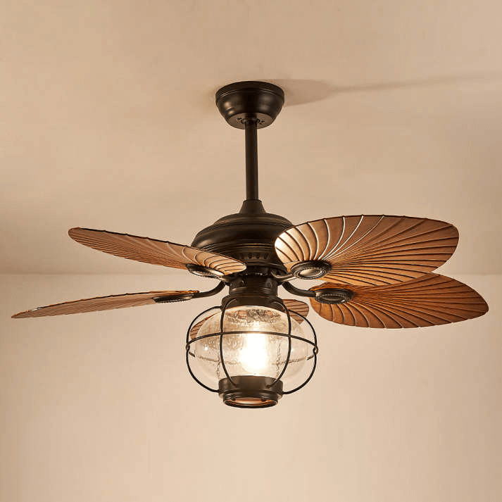 Ventilateur de Plafond Extérieur Vintage Noir avec Lumière