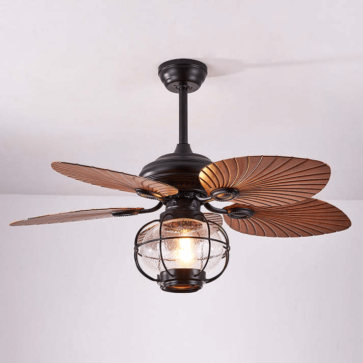 Ventilateur de Plafond Extérieur Vintage Noir avec Lumière