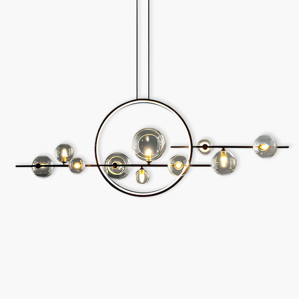 Suspension Lumineuse Design Moderne - Anneaux et Globes Verre